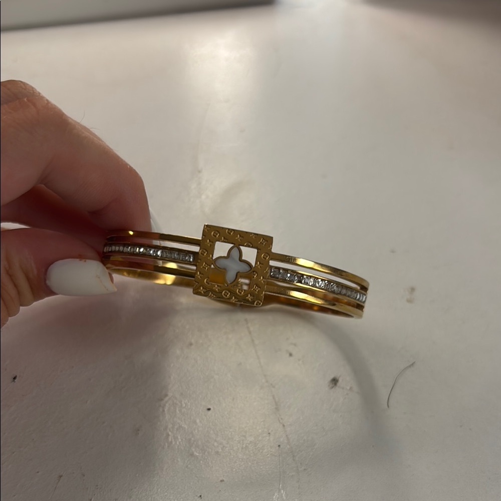 Elegant Gold and Silver Bangle Bracelet